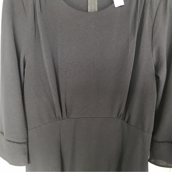 Unbranded Crepe Dress Black Wide Sleeve Flare Skirt Zip Back Sz12 - Picture 5 of 10